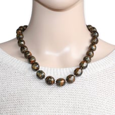 Vintage Lucite Beaded Necklace Dark Multicolor Art Beads 18.5” Long