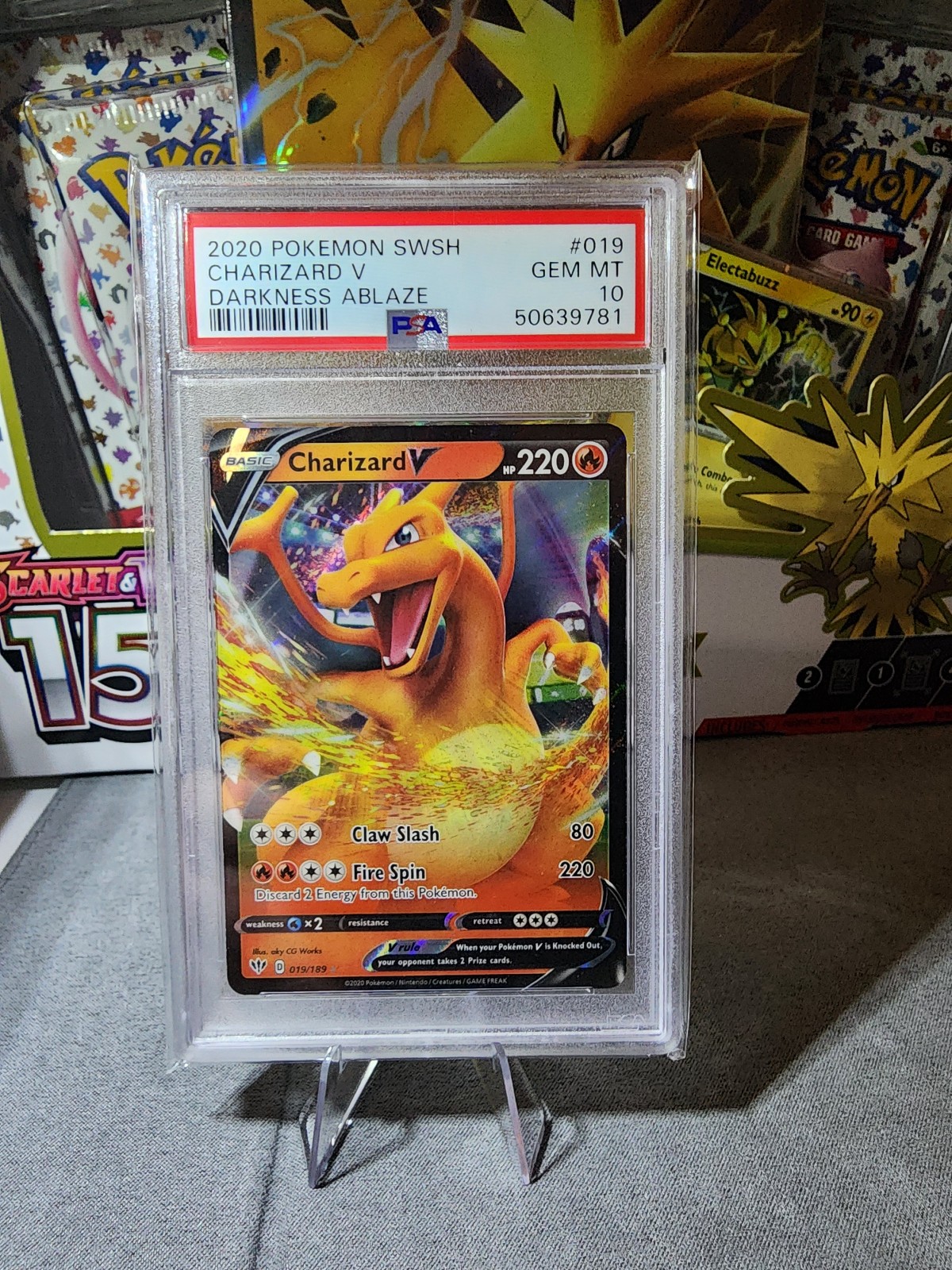 PSA 10 Sword & Shield Darkness Ablaze Charizard V #19