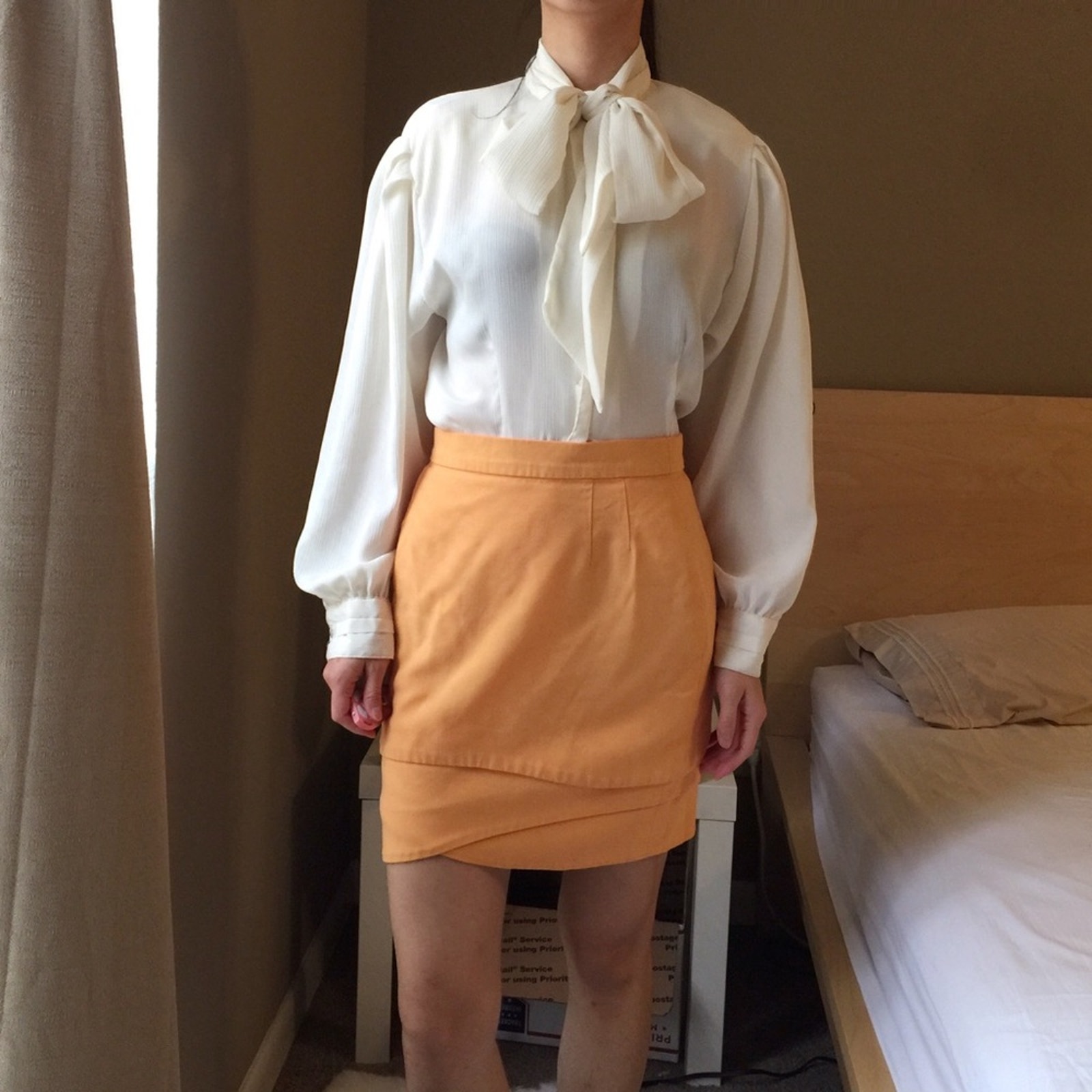 Escada 100% New Wool Tangerine Ruffle Skirt.