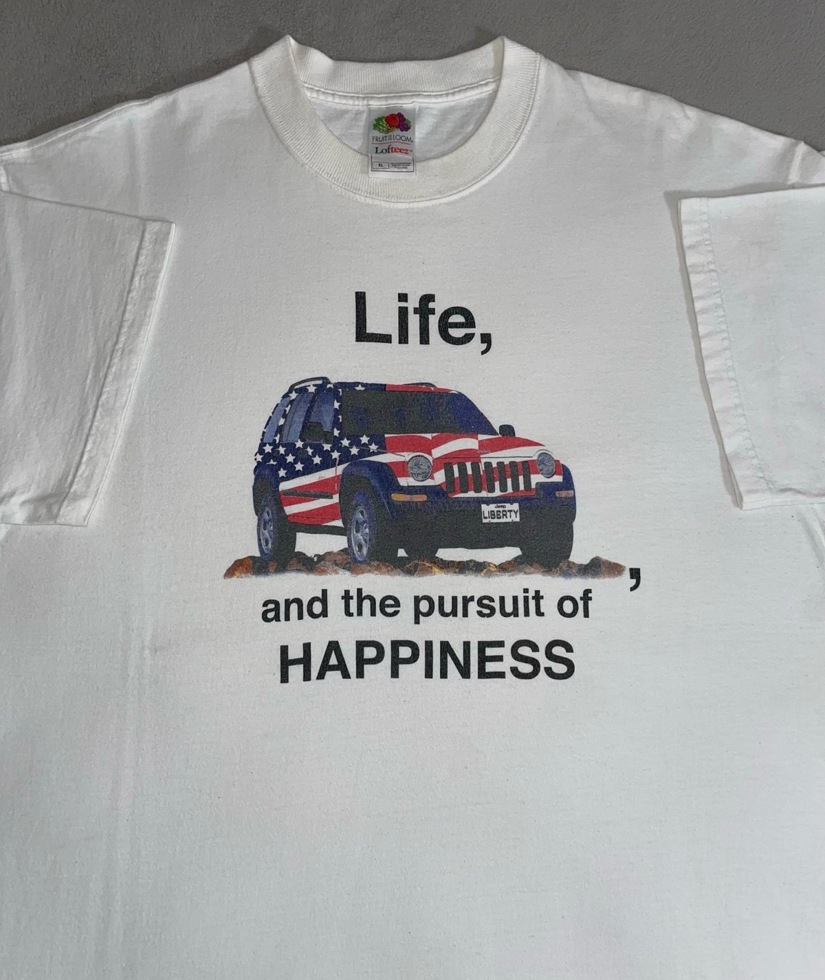 Vintage Y2K Jeep Liberty USA Car Promo T-shirt Size XL Patriotic SUV Automobile