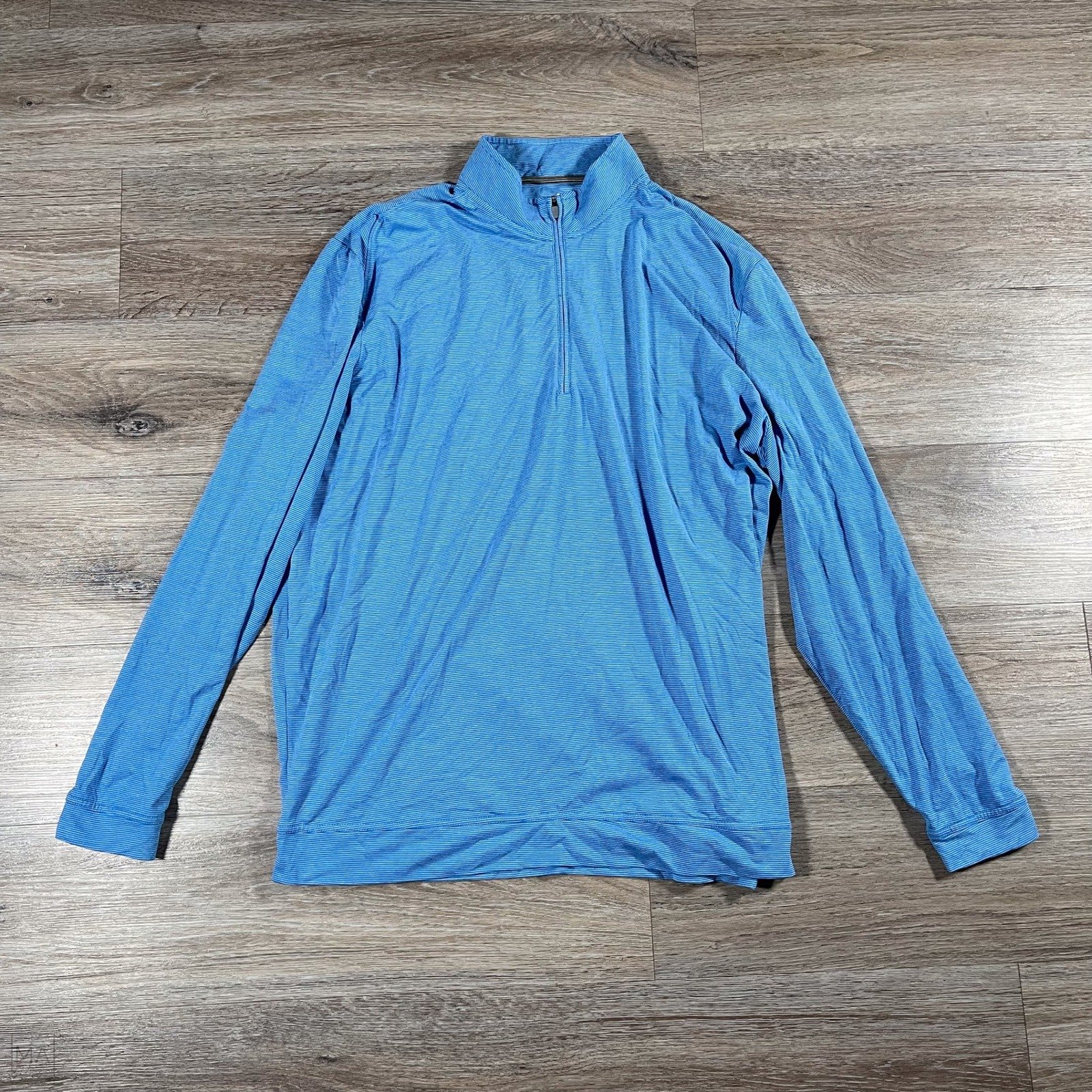 Johnnie-O Men's Pullover Sweater Quarter Zip Stripes Golf Performance XXL Blue