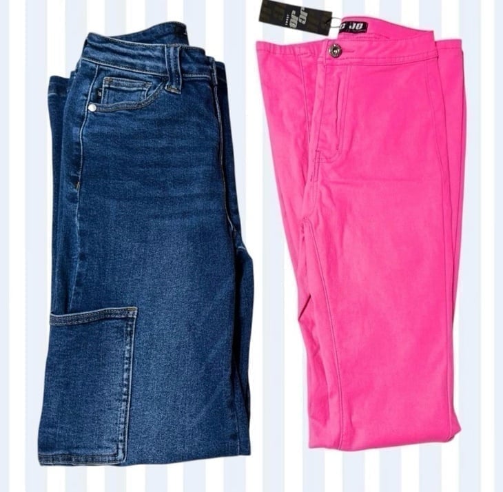Judy Blue Cargo Jeans & JC & JQ Neon Pink Bell Bottom Flare Bundle