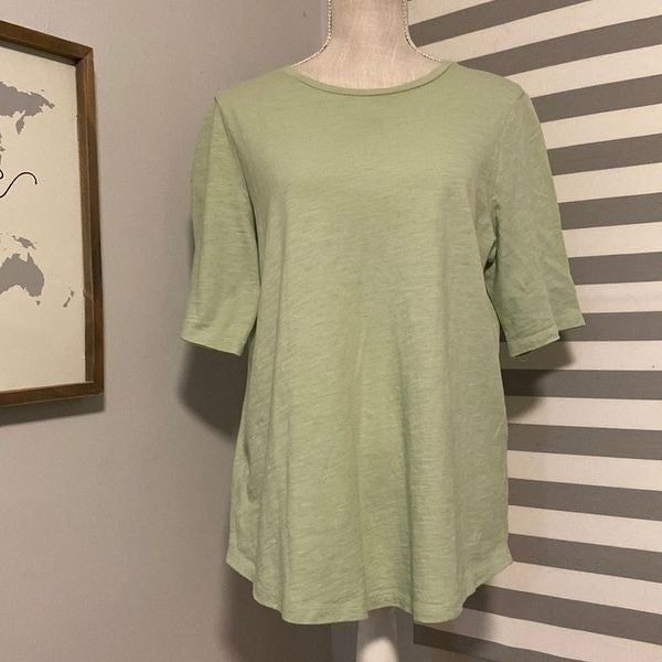 Eileen Fisher Mint Green 100% Organic Cotton Lightweight Blouse Size Medium