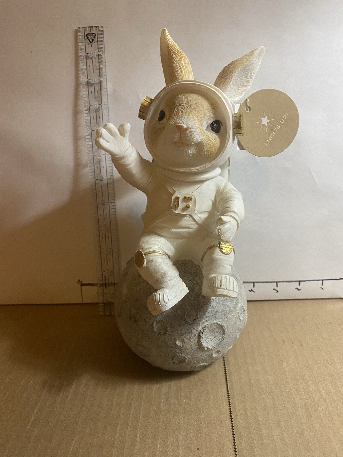 Easter bunny astronaut Sitting On The Moon Light Up New Rare