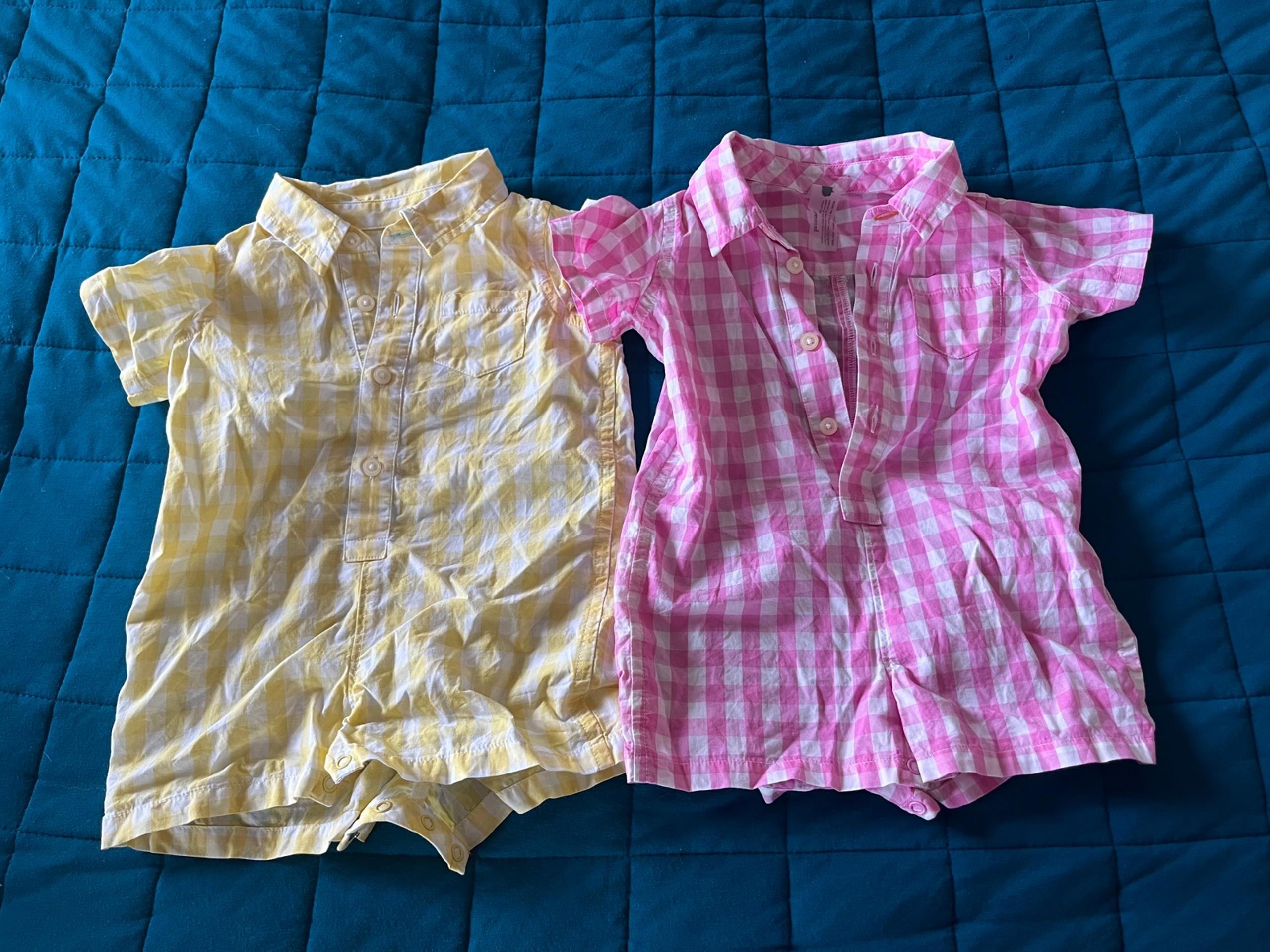 Primary Kids Button Down Shortie Gingham, 3-6