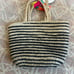 America and Beyond Raven Stripe Eco-friendly Jute Crossbody Tote
