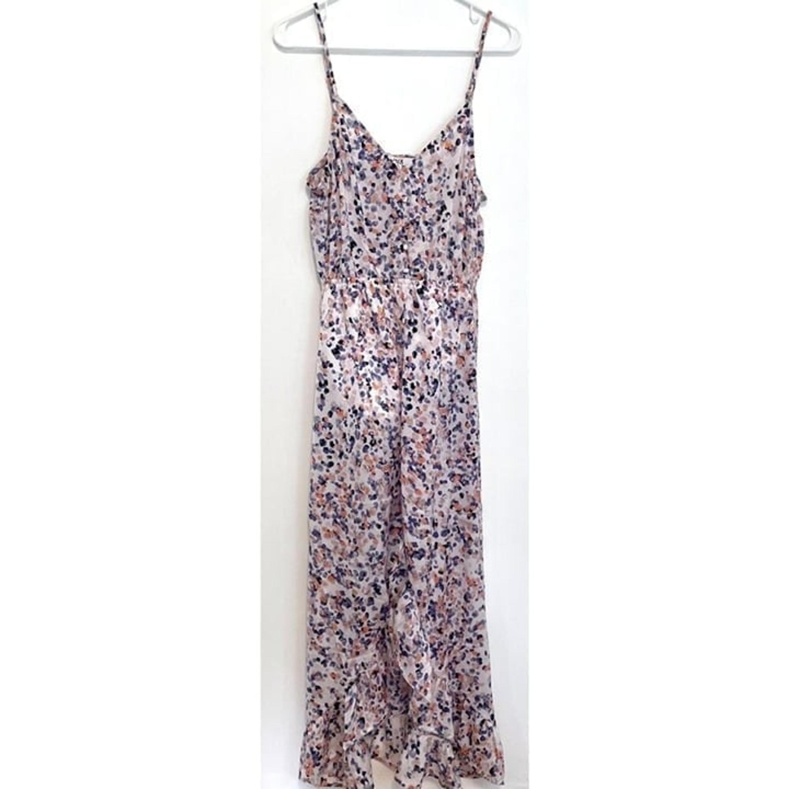 JACK BY BB DAKOTA Printed High Low Midi Dress White Purple Pink Abstract Geo S