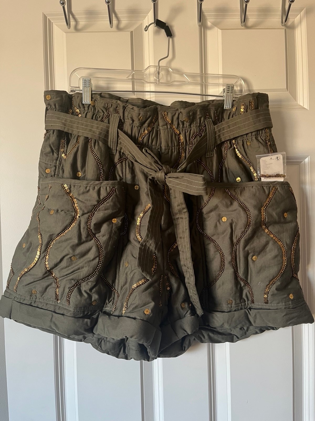 Free People XL Sequin Green shorts