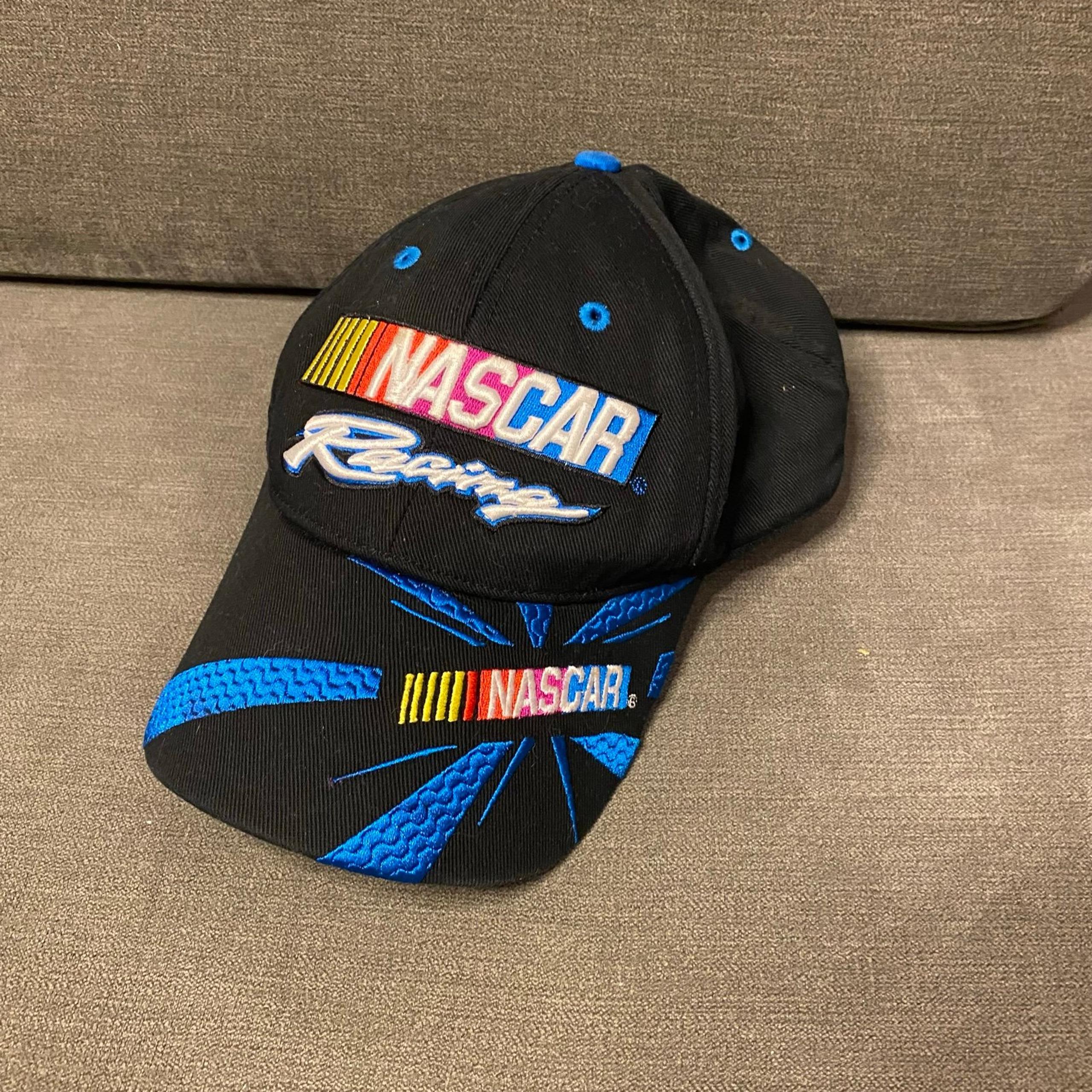 NASCAR Racing Hat Adult Strapback Embroidered Blue Black Adjustable Baseball Cap