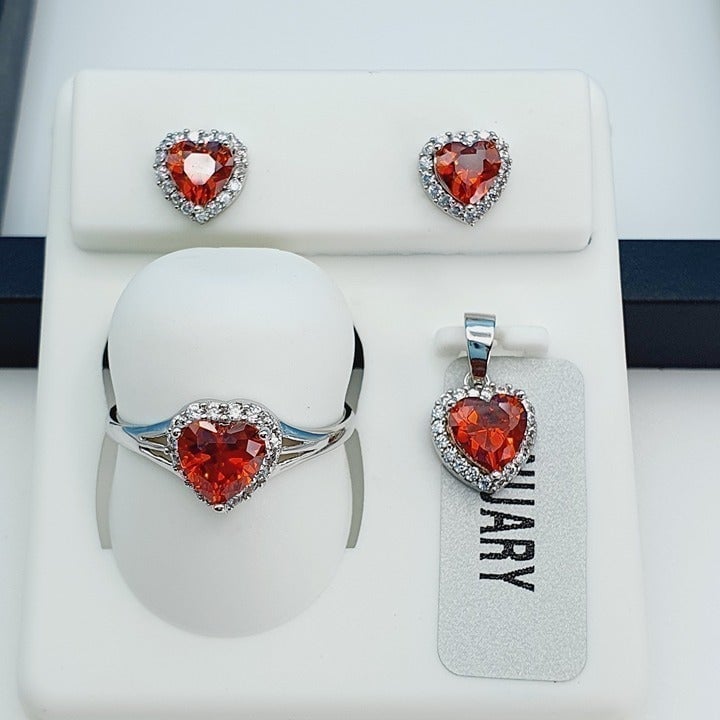 925 Sterling Silver Cubic Zircon Birthstone Jewelry Set, UU1P7A7062