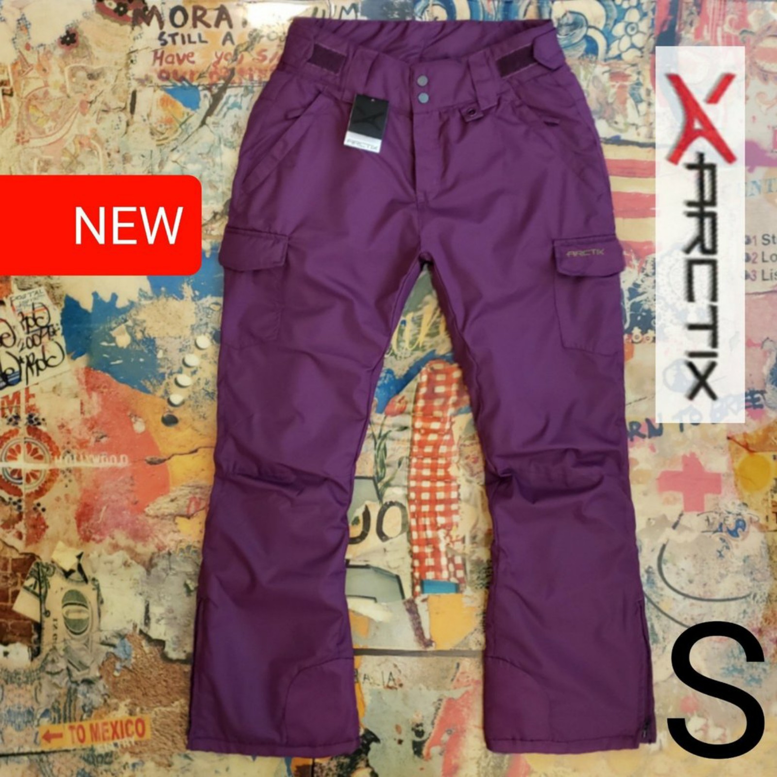 100 New 5K Waterproof Insulated Plum Cargo Snowboard Pants / Ski Pants! S