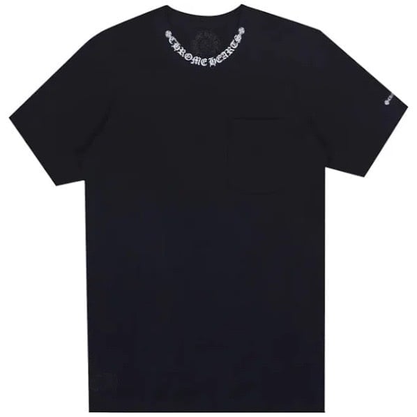 Chrome Hearts Script Collar Logo Short Sleeve Pocket T-Shirt Black