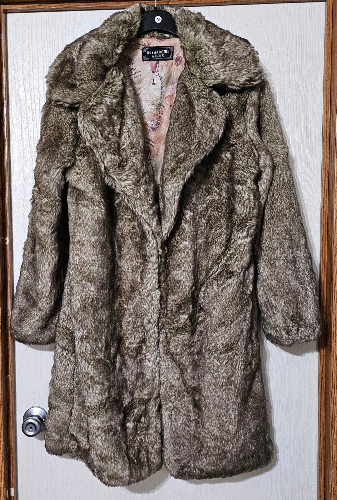 Boy and Girl Full Length Faux Fur Coat Women’s Size Large