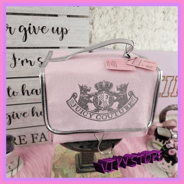 NWT Juicy Couture Pink Velvet Hanging Case w/ Bottle #7190