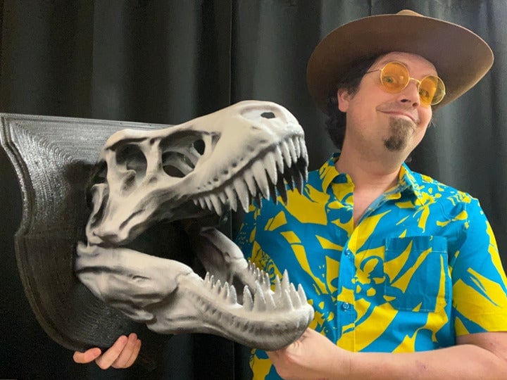 GIANT T-Rex Skull Wall Hanger! HUGE Tyrannosaur Dinosaur Stand like Allosaur