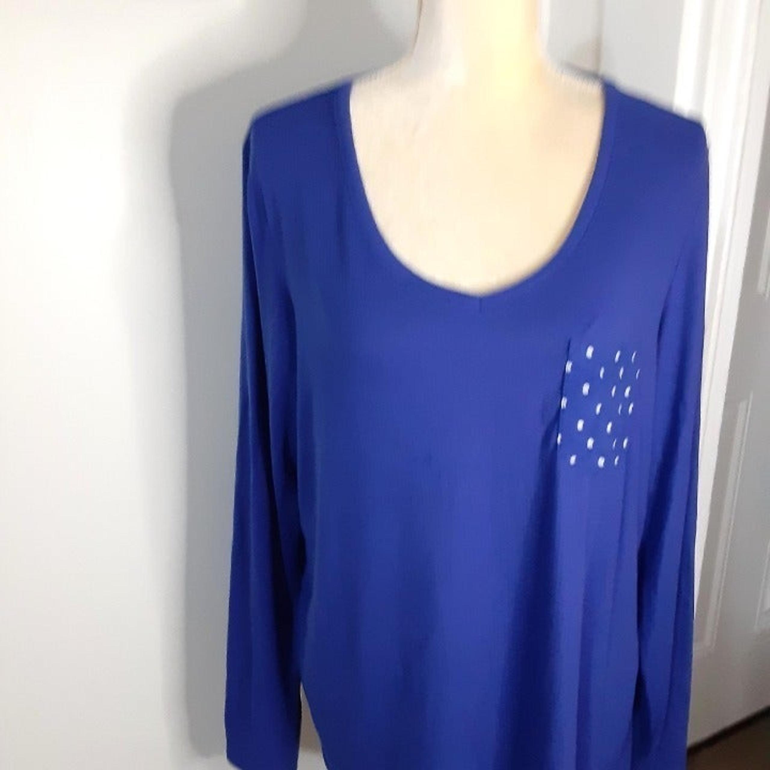 Liz Claiborne royal blue sleep shirt pajama top L ribbed polyester blend