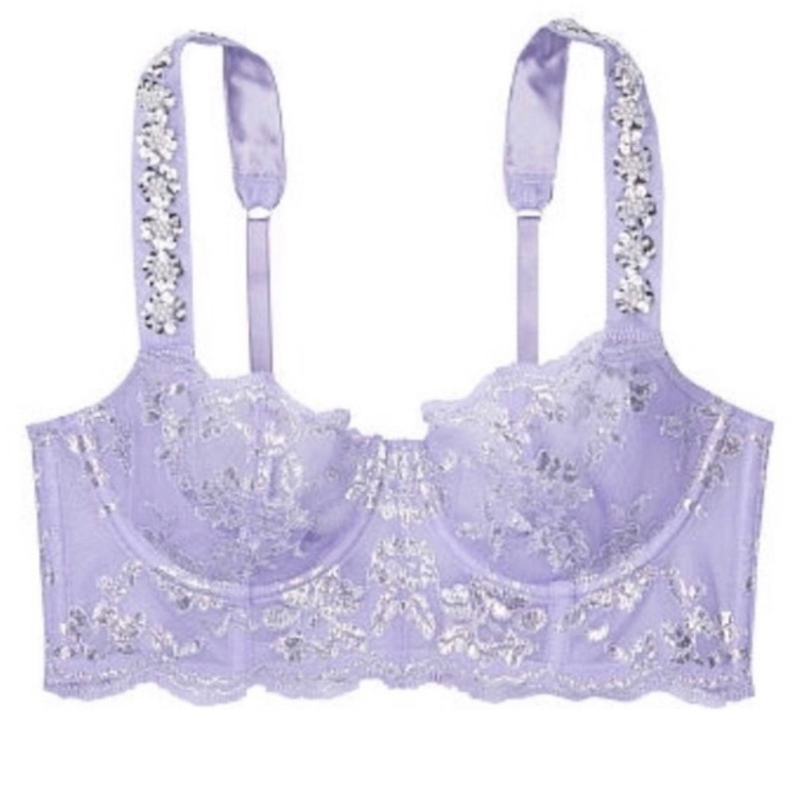 Victoria's Secret Dream Angels The Fabulous Lilac Silver Embellished Bra & Thong