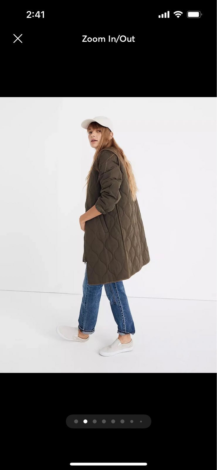 Madewell quilted long olive coat size XS and small