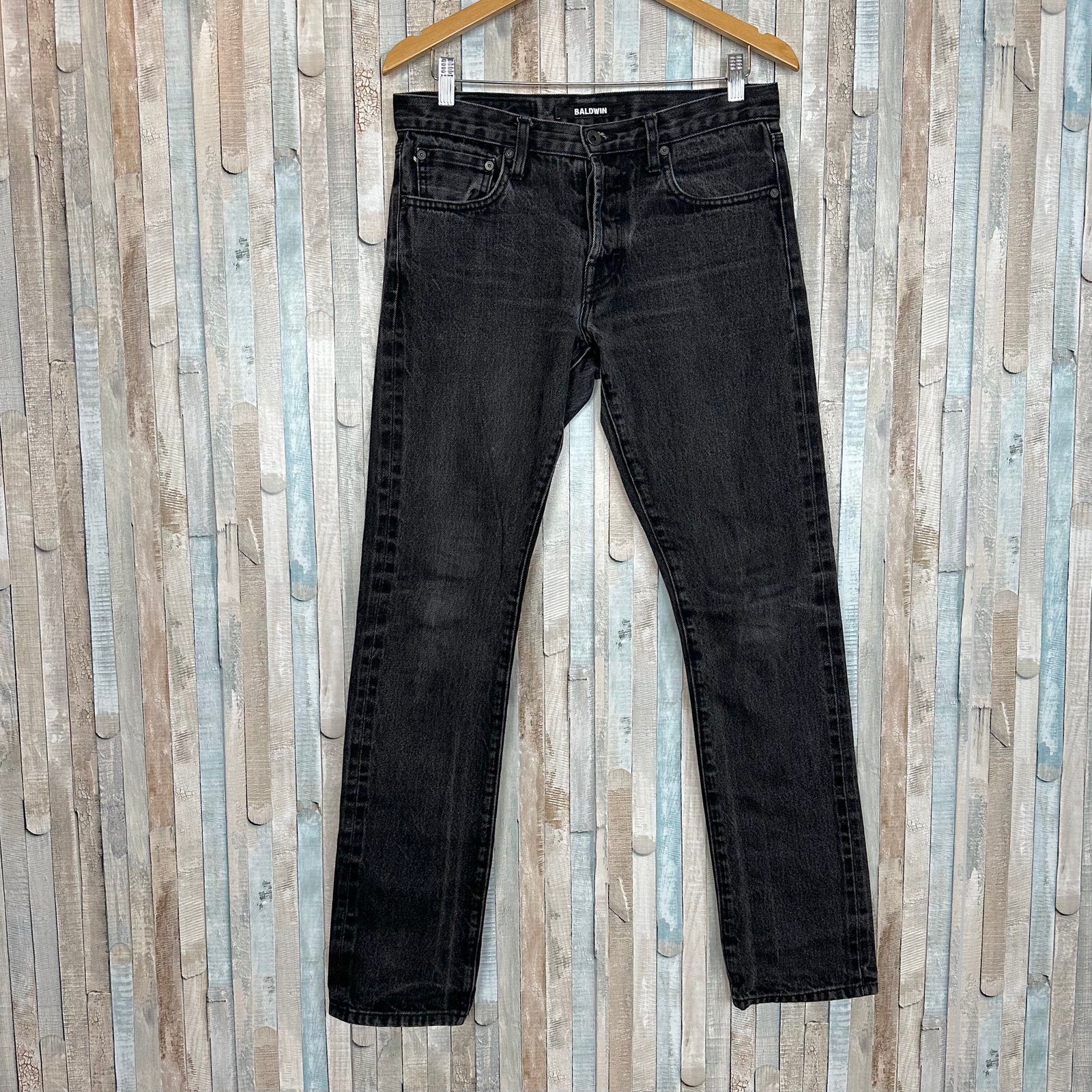 Baldwin 31 x 33 Mens The Henley Classic Slim Leg Jeans Black Japanese Denim 250