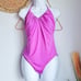 J. Crew, New, Fuchsia Pink Ruched V-Neck Halter One Piece Swimsuit, Size 12