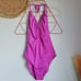 J. Crew, New, Fuchsia Pink Ruched V-Neck Halter One Piece Swimsuit, Size 12