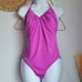 J. Crew, New, Fuchsia Pink Ruched V-Neck Halter One Piece Swimsuit, Size 12