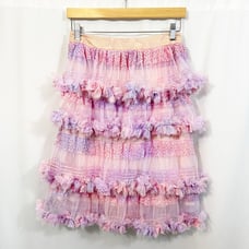 Ryan Lo Ruffle Lace Tiered Designer Pastel Skirt