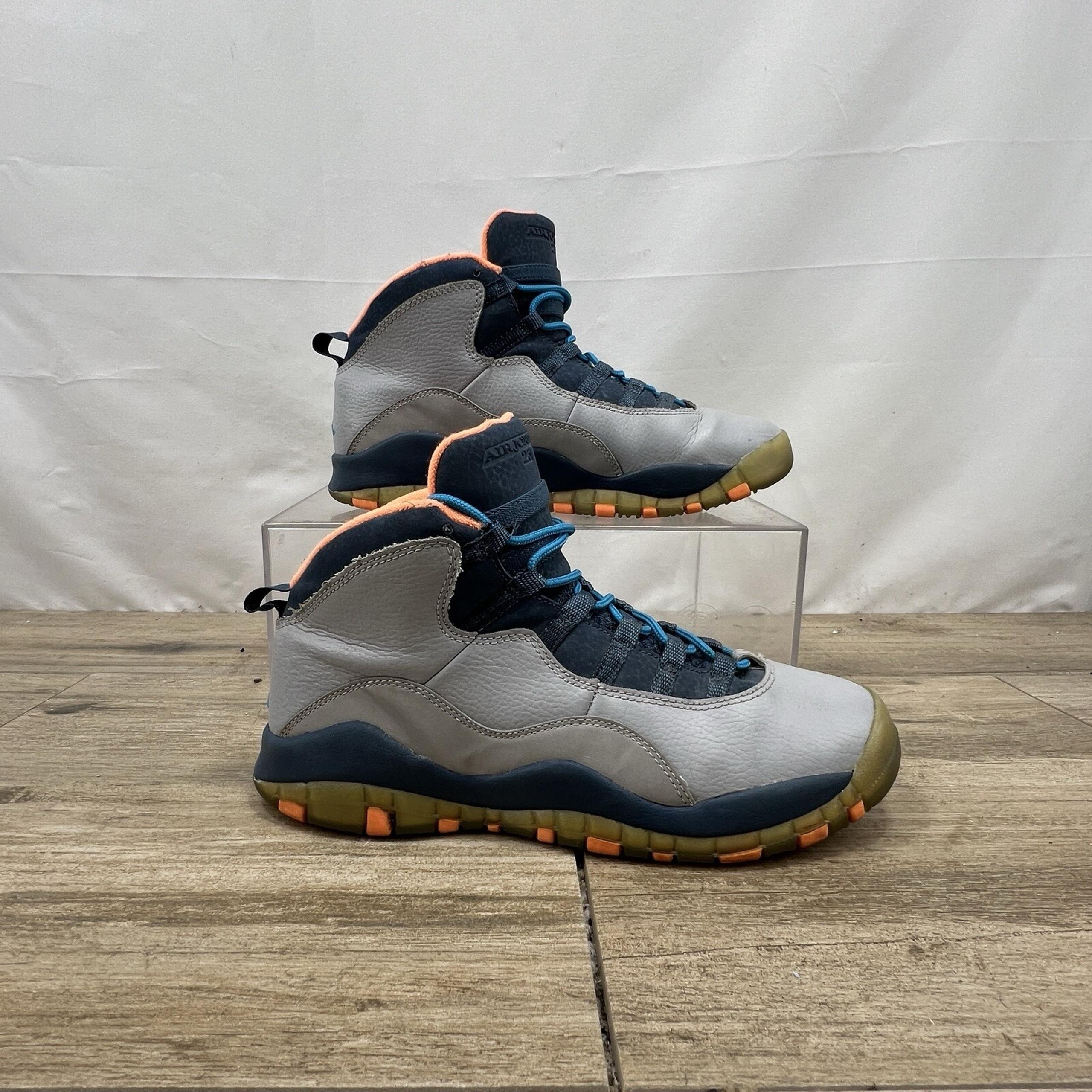 AIR JORDAN 10 RETRO Youth Size 7 BOBCATS KD 310806-026 WOLF GREY ORANGE BLUE