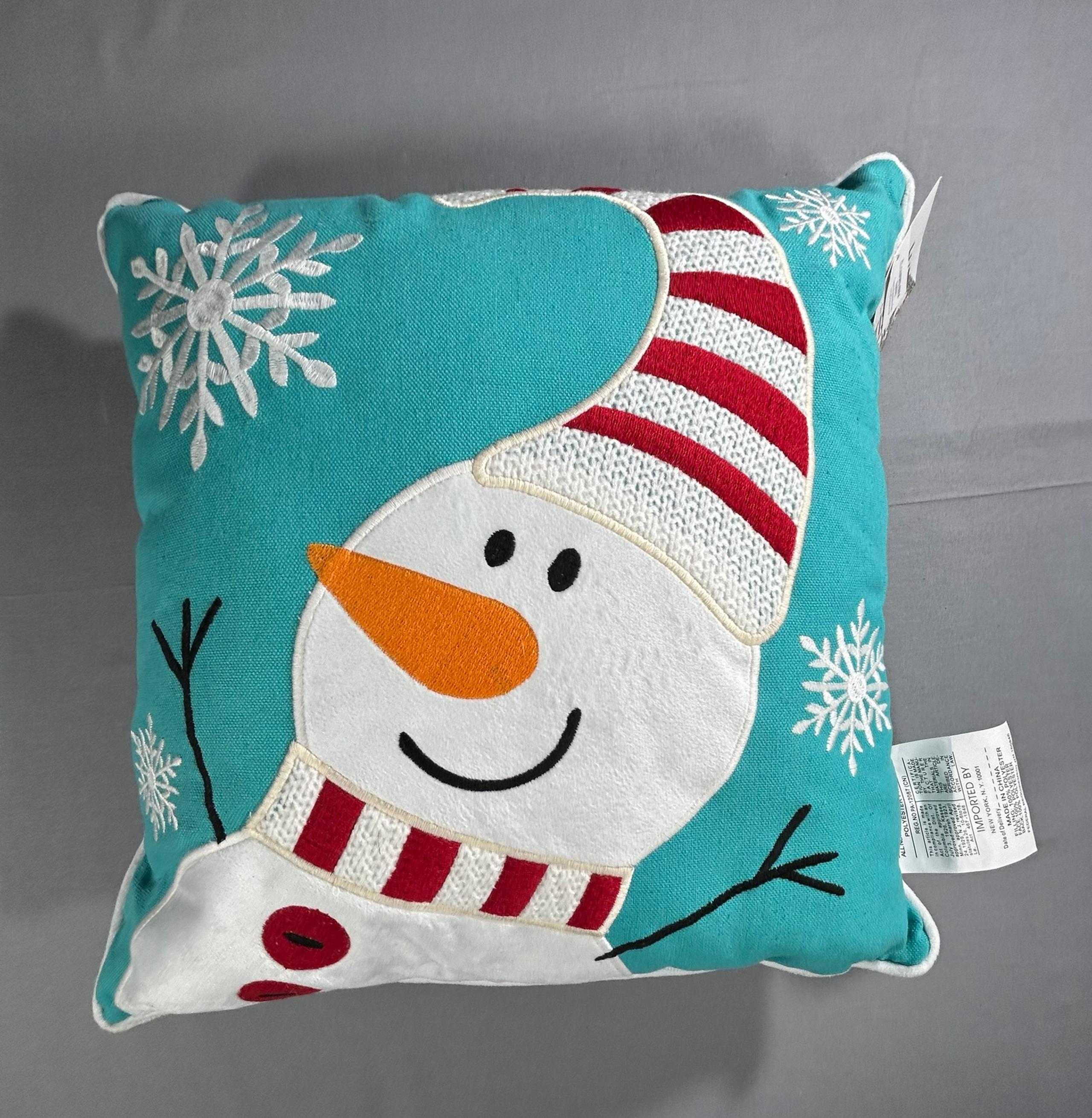 Snowman Christmas Pillow 16”x16” NWT