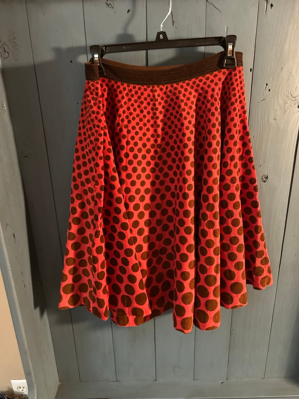 Free People Orange/ Brown Polka Dot Full Skirt, Size 8