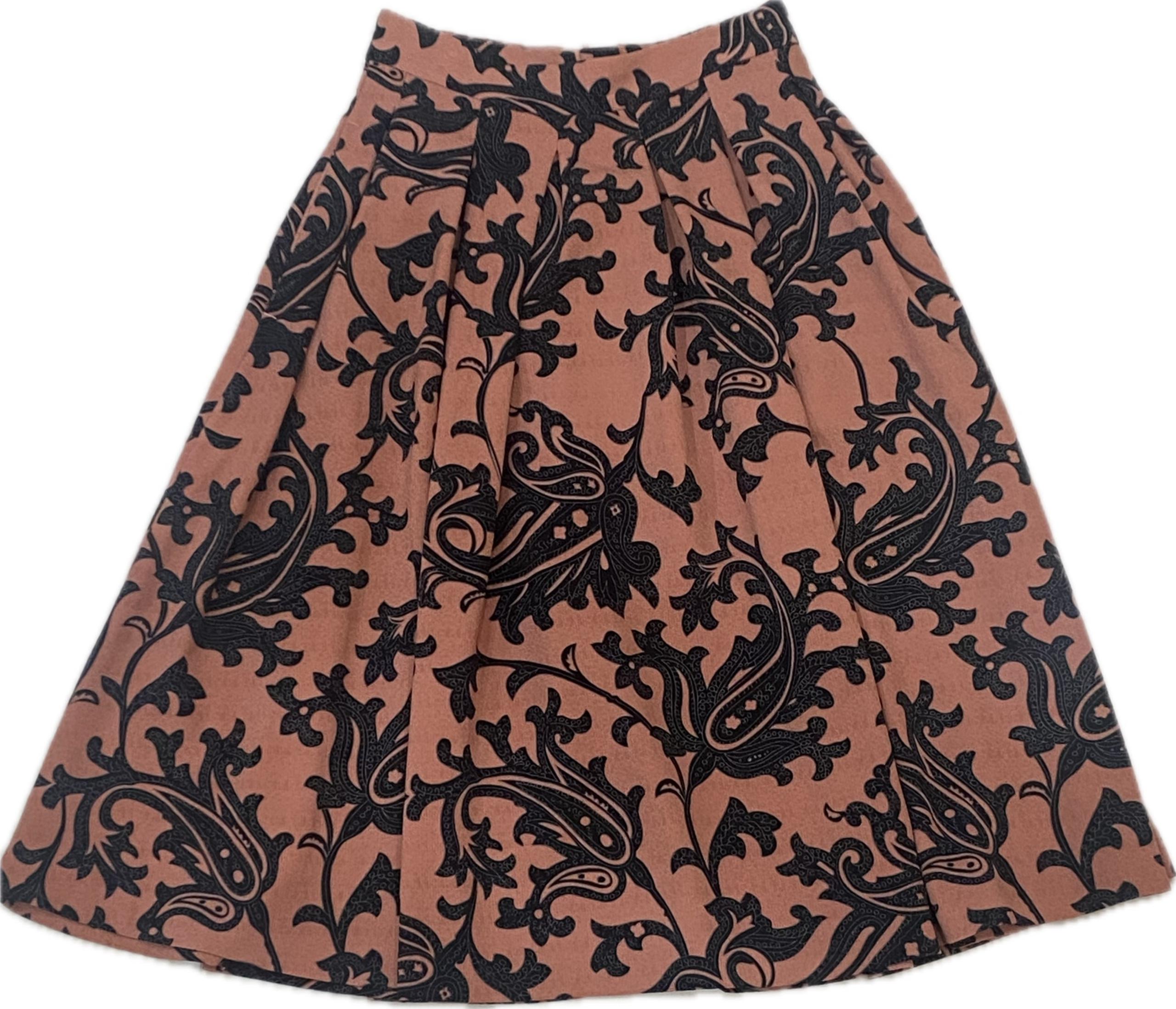 H&M Midi Skirt pink w black paisley design