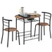 3 PCS Kitchen Dining Set Modern Breakfast Furniture Metal Table & 2 Chairs