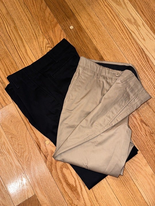 Bundle 2 Lands End Women School Uniform Straight Leg Chino Pants 2P 29 BlackTan