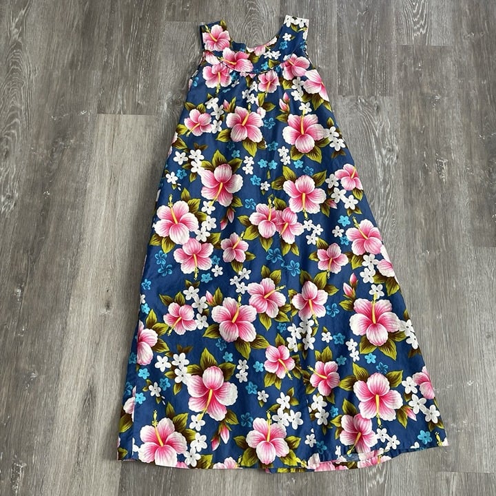 Ui Maikai VINTAGE Hawaiian Sleeveless Maxi Dress Pink Hibiscus Size M?