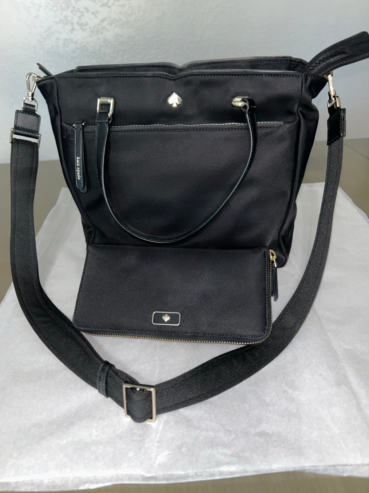 Kate Spade Black Nylon Tote with matching wallet