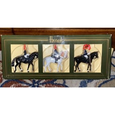 Harrods Knightsbridge 3 Figures Hand Painted Metal Scale Model NIB 3.5” Vintage