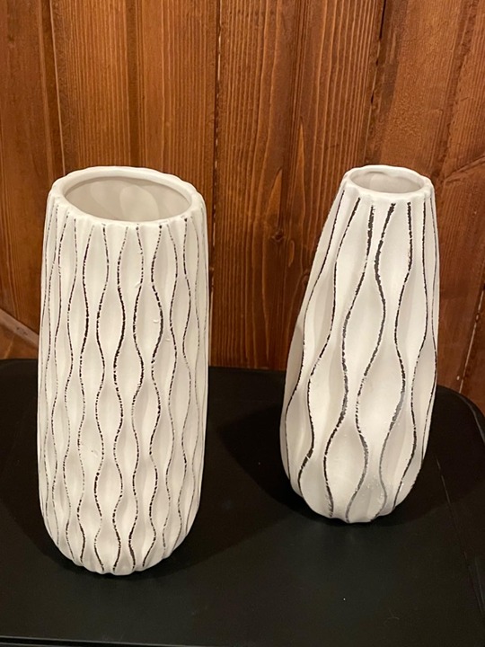 Ceramic Vase for Flowers, 9.5'' Set of 2 Decorative White Vases for Home Decor