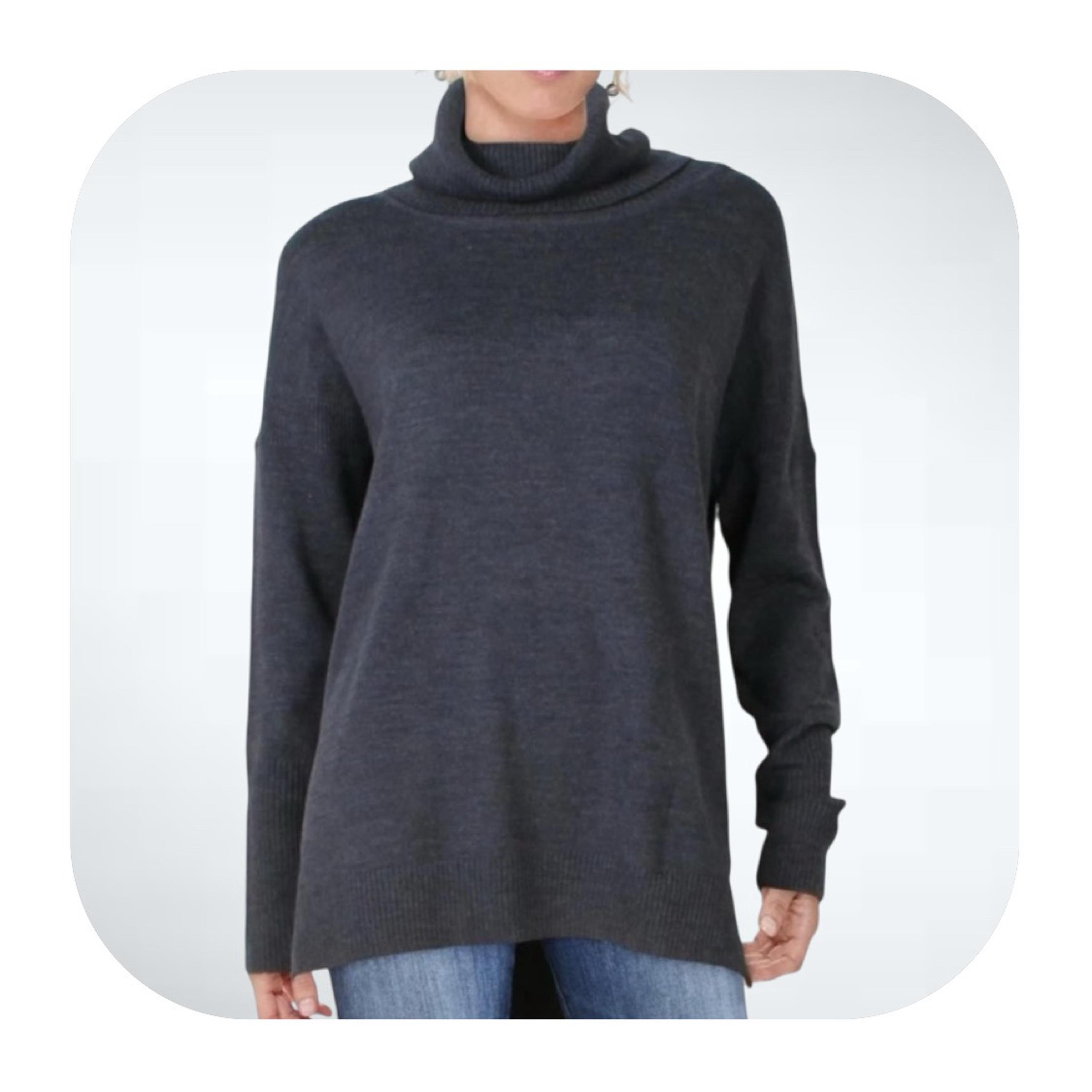 French Connection M blue navy turtleneck tunic sweater
$128 retail