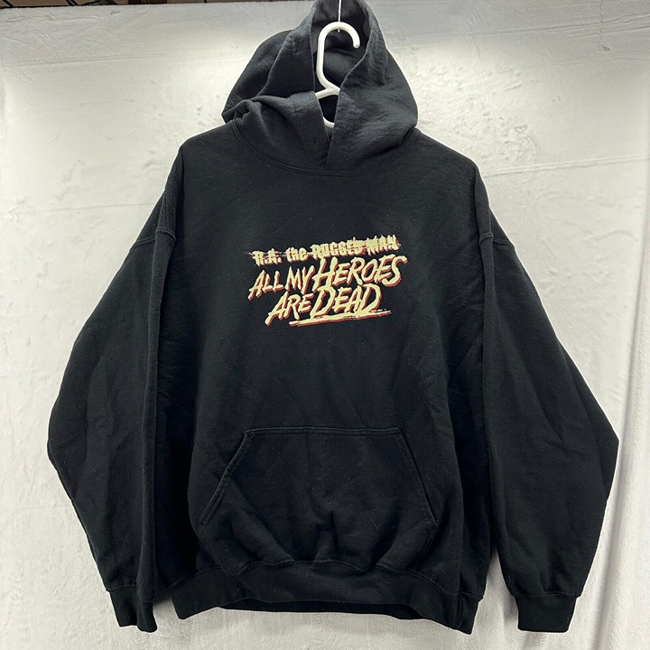 Black Hooded Sweatshirt Featuring R.A. the Rugged Man and Heroes