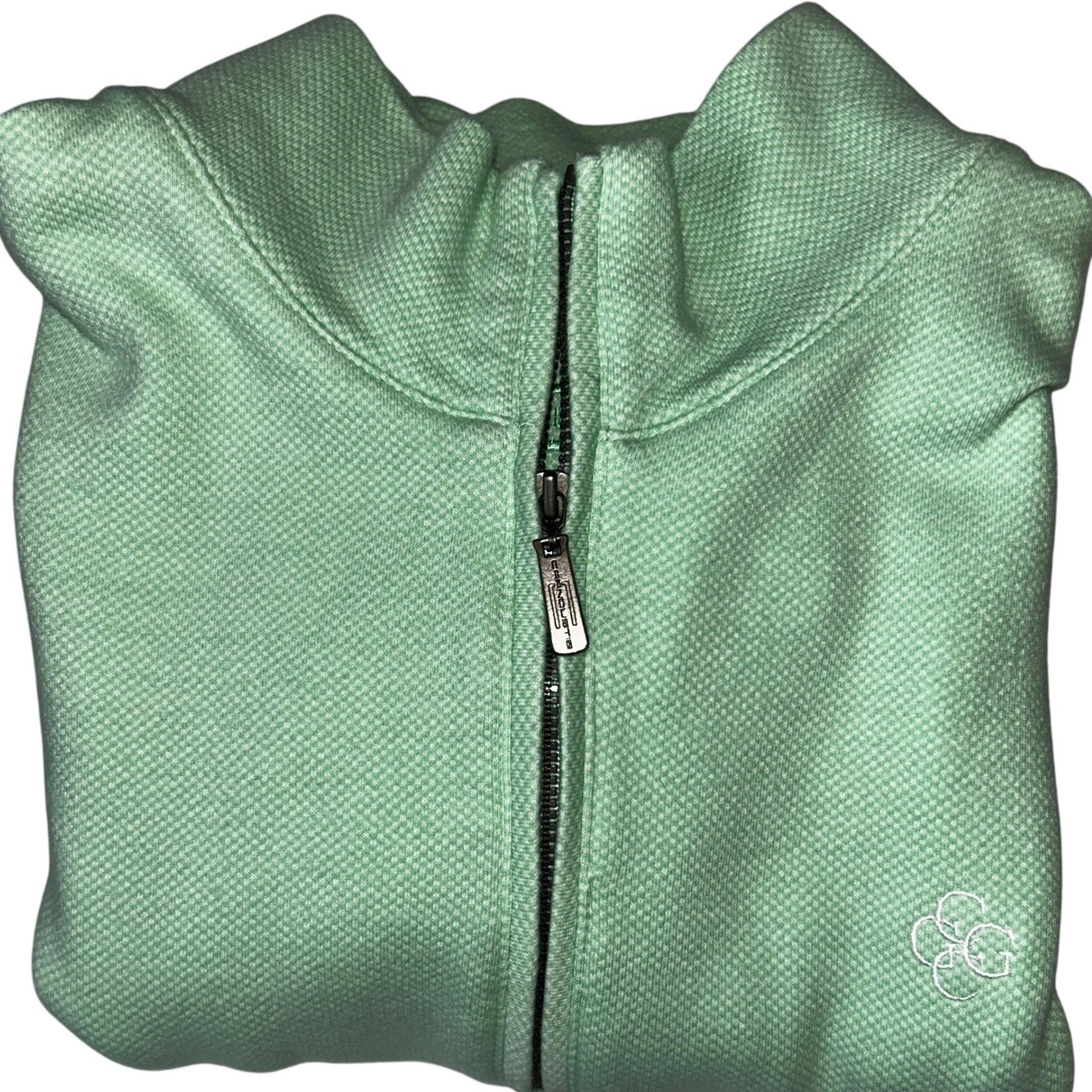 Carnoustie Quarter Zip Pullover Golf Athletic Lightweight Green Large Cotton