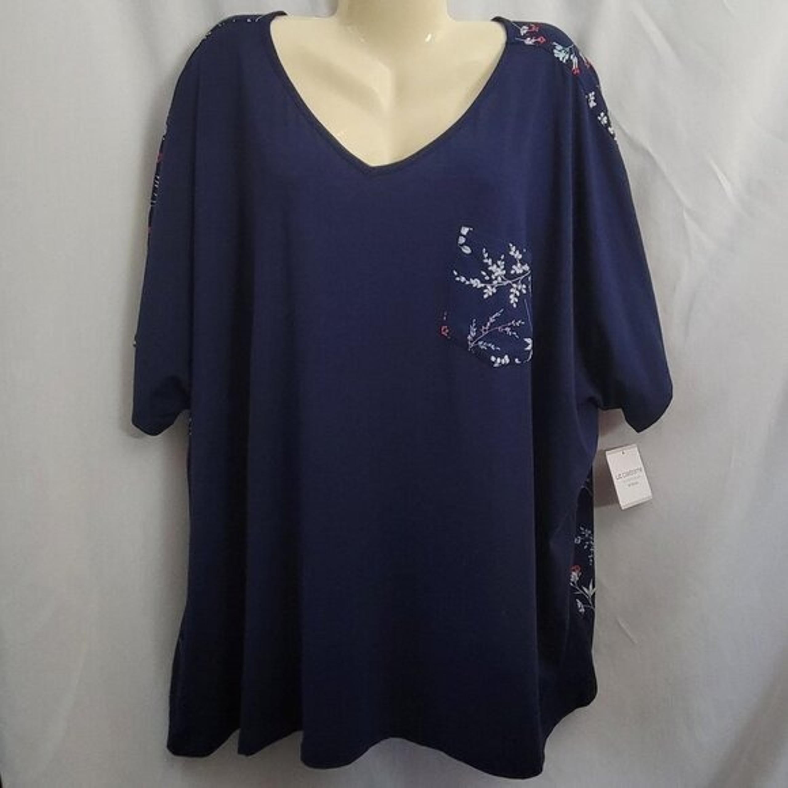 NEW 3X Plus Liz Claiborne Sleepwear Pajama Top Navy Blue Floral loungewear NWT