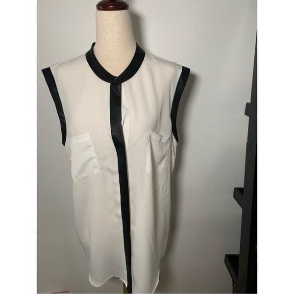 Rock and republic white shirt with leather large