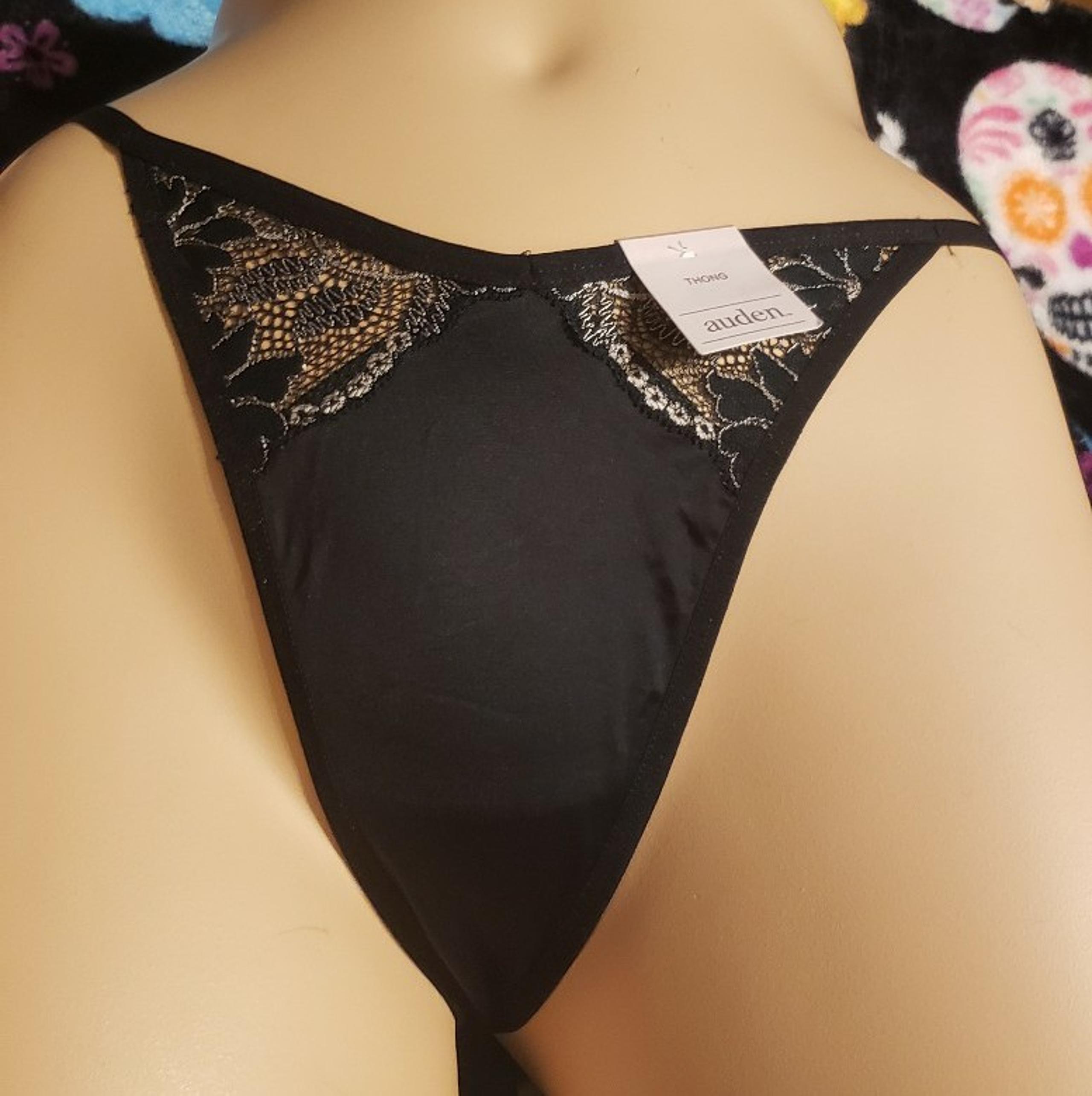 L Auden black g string thong nwt
