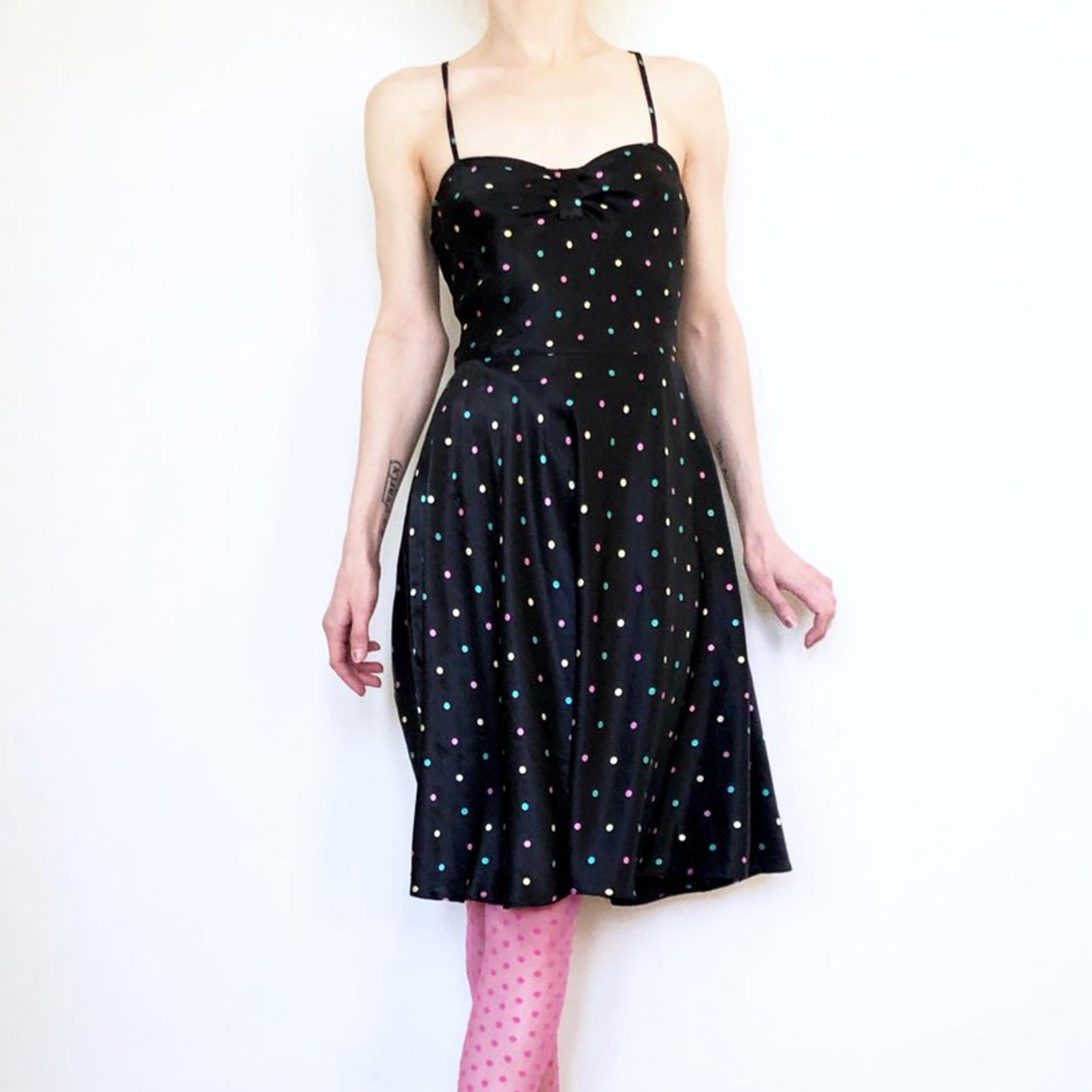 Multi-Color Polkadots A-Line SATIN DRESS