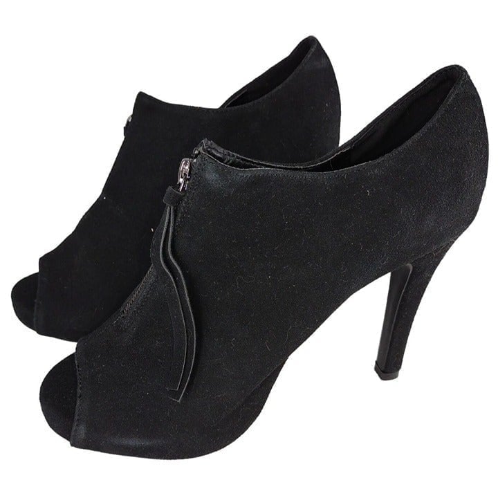 Torrid Women's Open Peep Toe Black Zip Up Bootie 4 Inch Heels Size 10