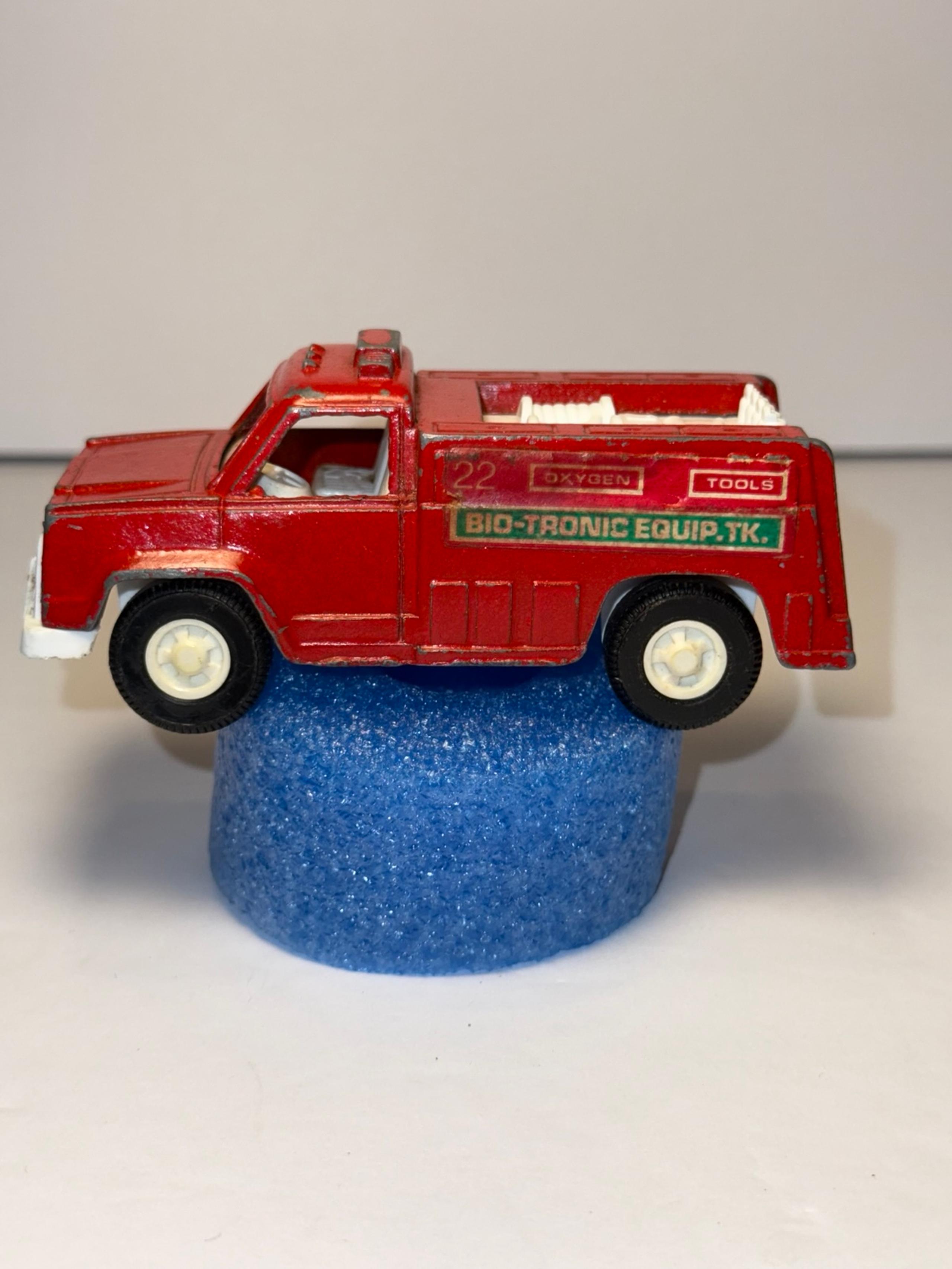 Vintage Tootsietoy Red Diecast Bio-Tronic Equipment Truck - 3.75 Inches Long