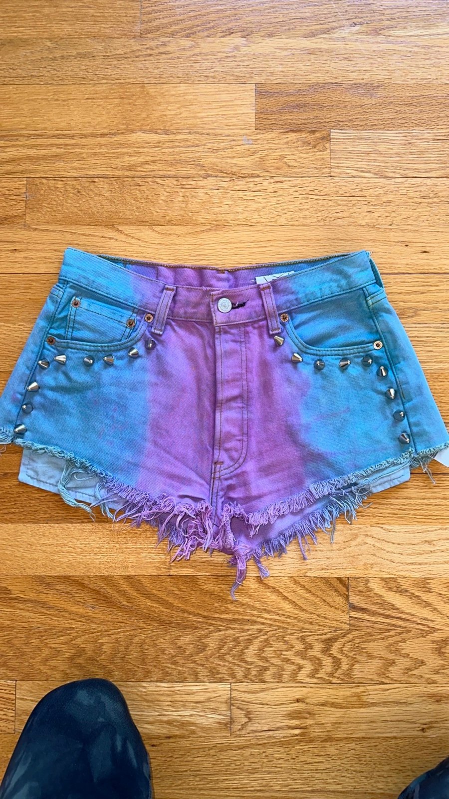 LF Vintage Tye Dye Distressed Denim Shorts
