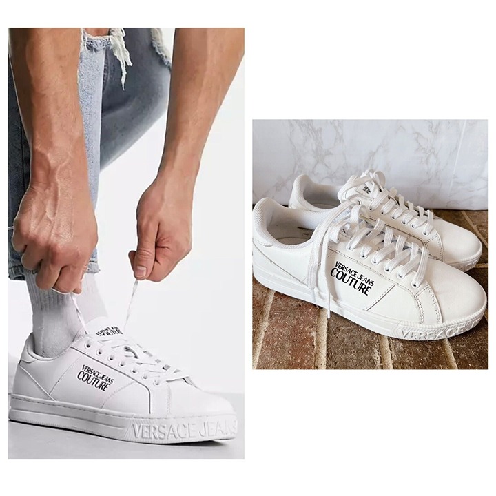 Versace Jeans Couture Court Mens 88 Low-Top Sneaker White Black Leather 43 US 10