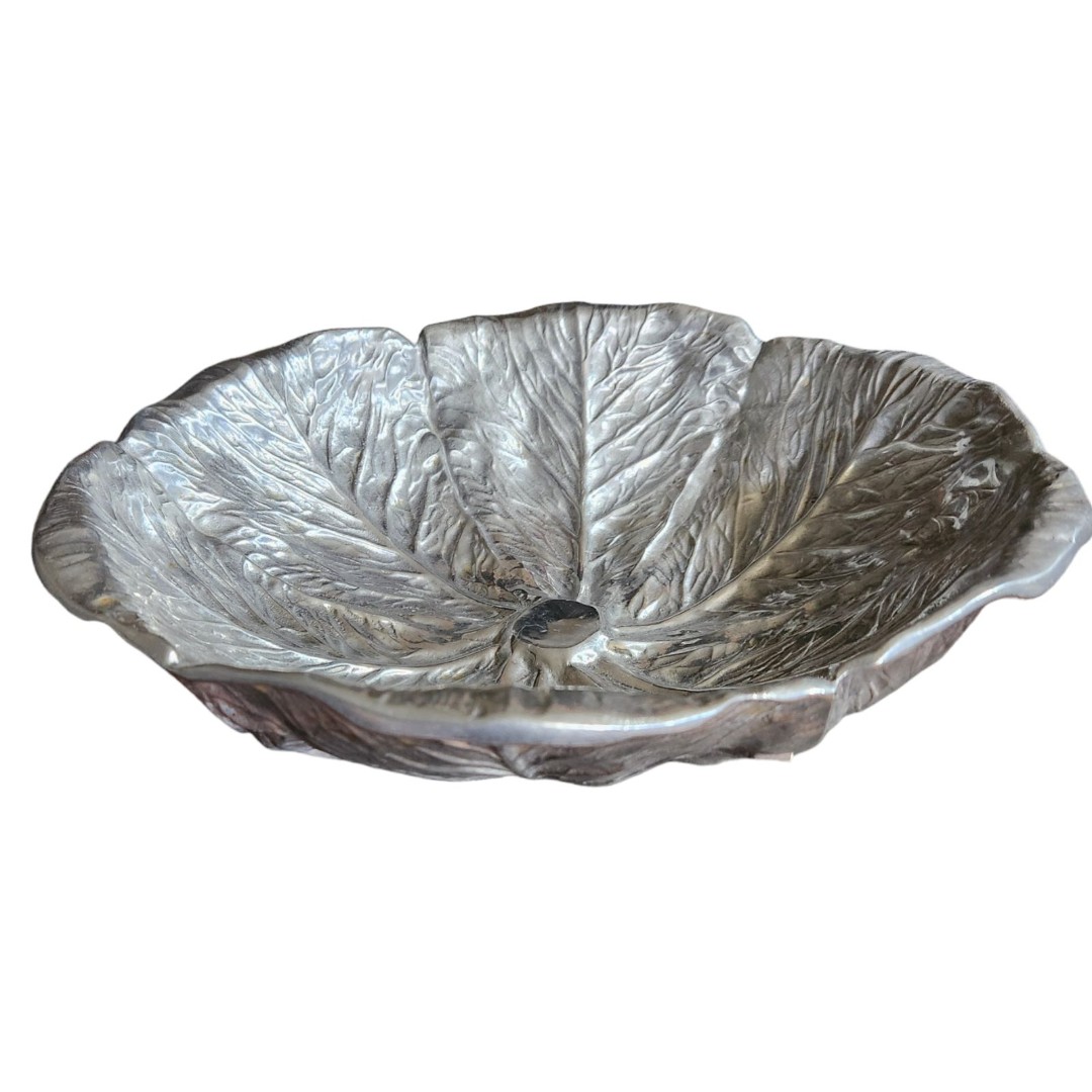 Wilton Armetale Co BRUCE FOX DESIGNS Pewter Cabbage Leaf 13” Serving Bowl 1976