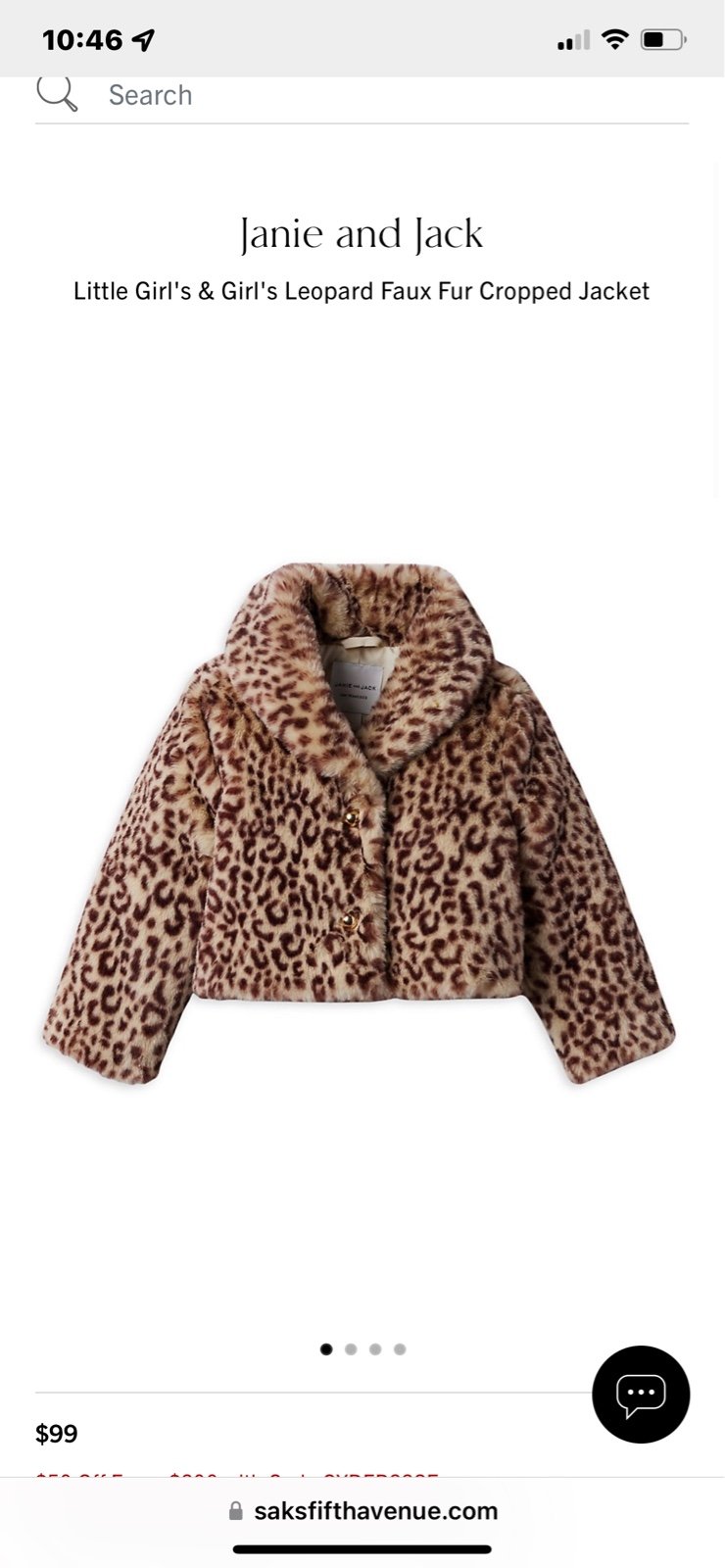 Girl's Leopard Faux Fur lined warm Cropped coat sz 6 Jacket